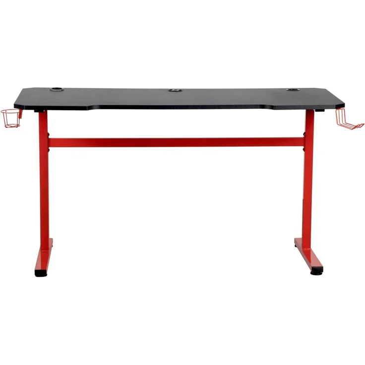 Carryhome 'PLAYER' Computertisch, MDF Carbon Dekor anthrazit rot schwarz, 140 x 75 x 60 cm, mit Headset- und Becherhalter – Bild 4