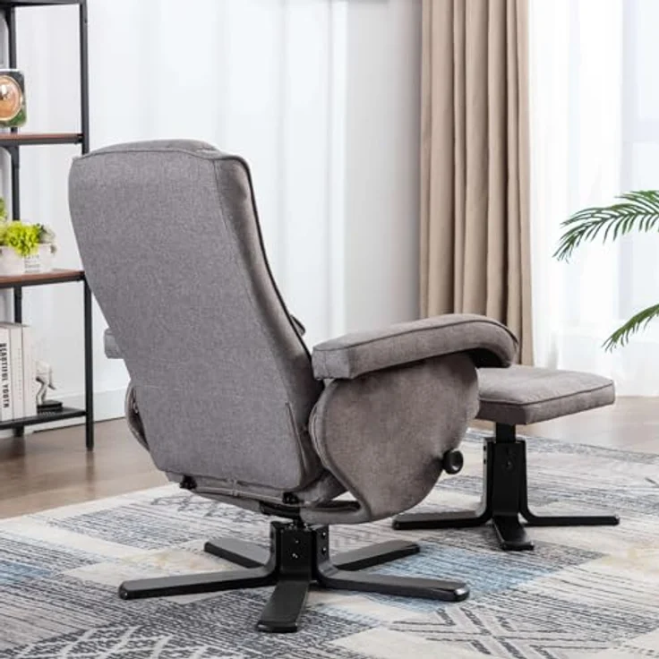 SVITA Relaxsessel CHARLES (Set, 2-St, Relaxsessel mit Hocker), 360° drehbar,mit Fußablage,Wippmechanismus,bequem gepolstert – Bild 8