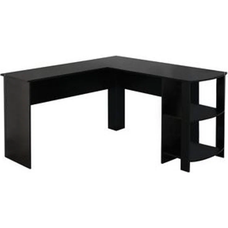 Mondeer Eckschreibtisch L-Computertisch, L-Förmig Schreibtisch mit 2 abgerundeten Ablagen, Schwarz – Bild 6