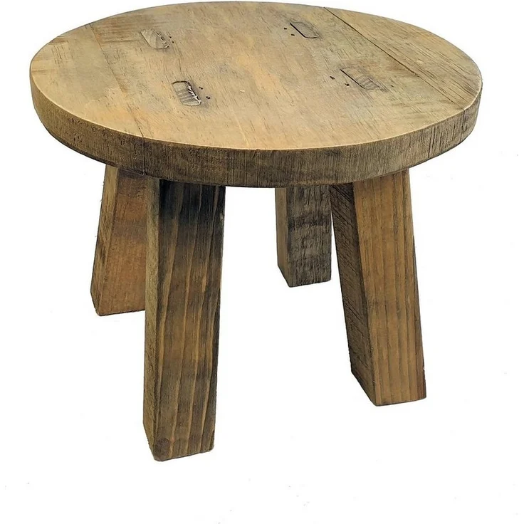 Spetebo Blumenhocker Holz Blumenhocker rund - 25 x 20 cm, Deko Pflanzen Hocker mit 4 Füßen natur – Bild 3