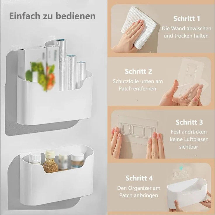 FOUORTUNATE-BEE Aufbewahrungsbox 2 Stück Selbstklebendes Schranktür Organizer (Wandmontierte Küchenschranktür Aufbewahrungsbox, 2 St) – Bild 3