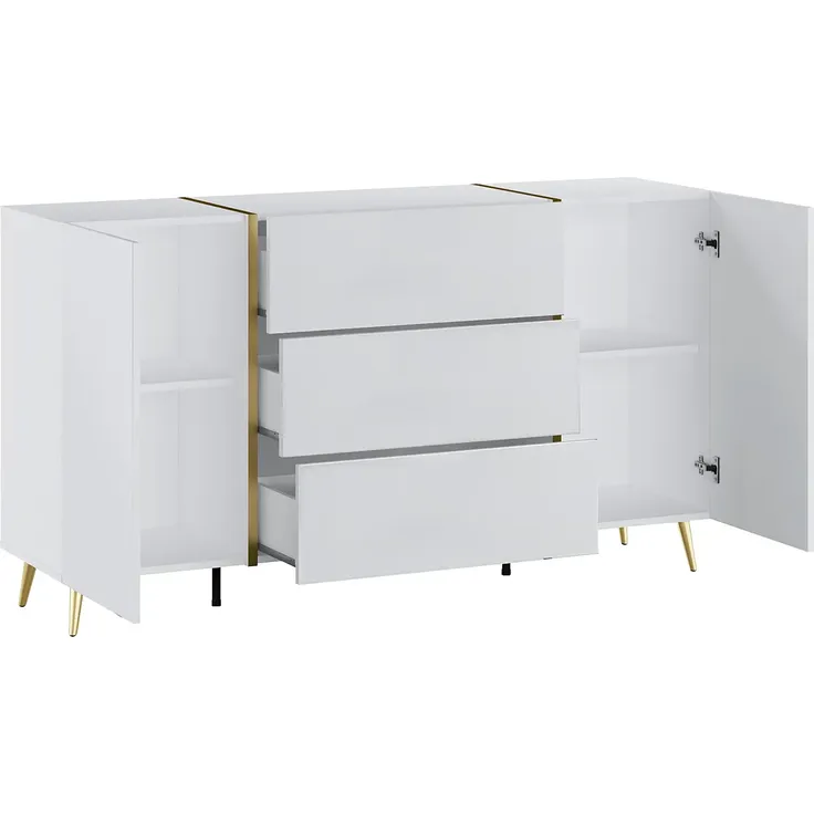Vente-unique - MARZIALO Sideboard Holz, Platte WeißGoldfarben - B 41 cm x H 87,2 cm x L 158 cm – Bild 5