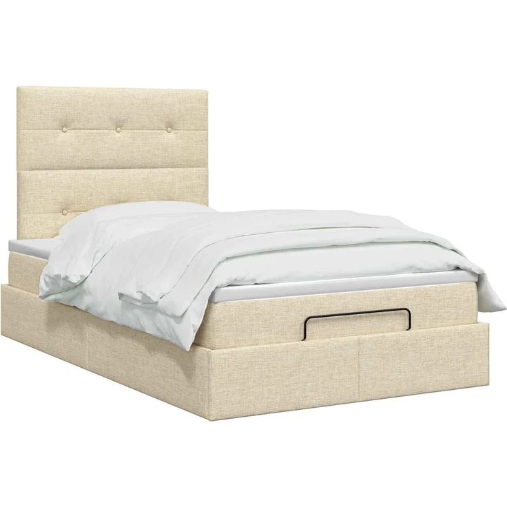 vidaXL Ottoman Bett mit Matratze mit Kopfteil Creme 120 x 190 cm Stoff 3457478 – Bild 3