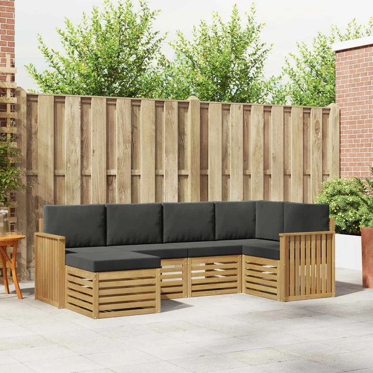 vidaXL Outdoor-Sofagarnitur 6 stk. 5-Sitzer Weiß und Anthrazit 3392112 – Bild 1