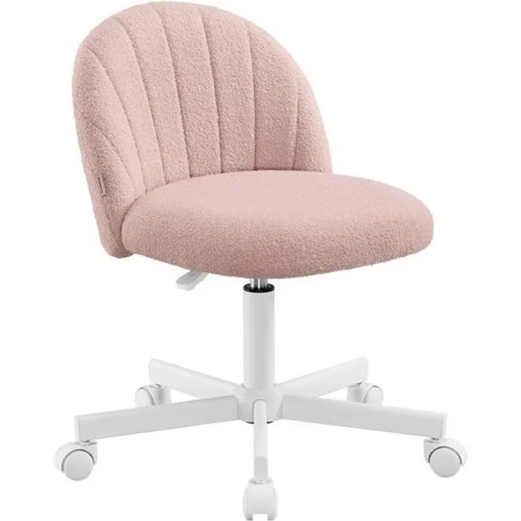 SONGMICS Schminkstuhl, Bürostuhl, Fleece-Oberfläche, höhenverstellbar, kompaktes Design, weiß