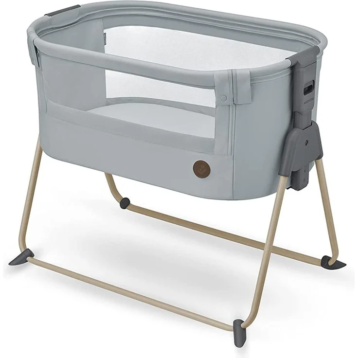 Maxi-Cosi Tori 2-in-1-Beistellbett, Krippe, kompakt zusammenklappbar, leicht, 5 Höhenstufen, tragbares Beistellbett mit atmungsaktivem Netzgewebe, 0 bis ca. 6 Monate, 0–9 kg, Beyond Grey – Bild 1