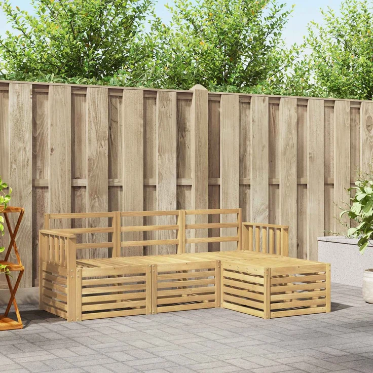 vidaXL Outdoor-Sofagarnitur 4 stk. Weiß Massivholz Akazie 3391624 – Bild 1