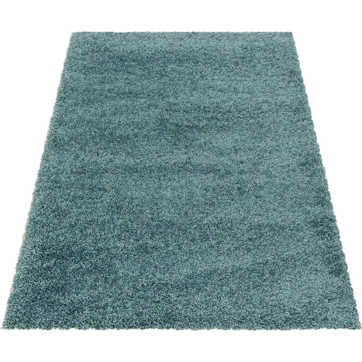 HomebyHome Hochflor Wohnzimmer Teppich 140x200 cm Einfarbig Blau Teppich Langflor Shaggy Modern Teppich für Schlafzimmer, Pflegeleicht Flauschig Weich Rechteckig Kleiner Teppich – Bild 2