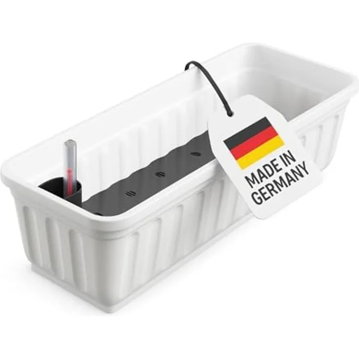 Alpfa Blumenkasten 100 cm weiß mit Wasserspeicher Made IN Germany