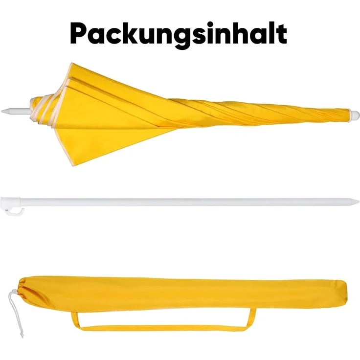 Sekey Sonnenschirm mit Schutzhülle, Neigungswinkel und Höhe verstellbar, Polyester gelb, 160 cm – Bild 6