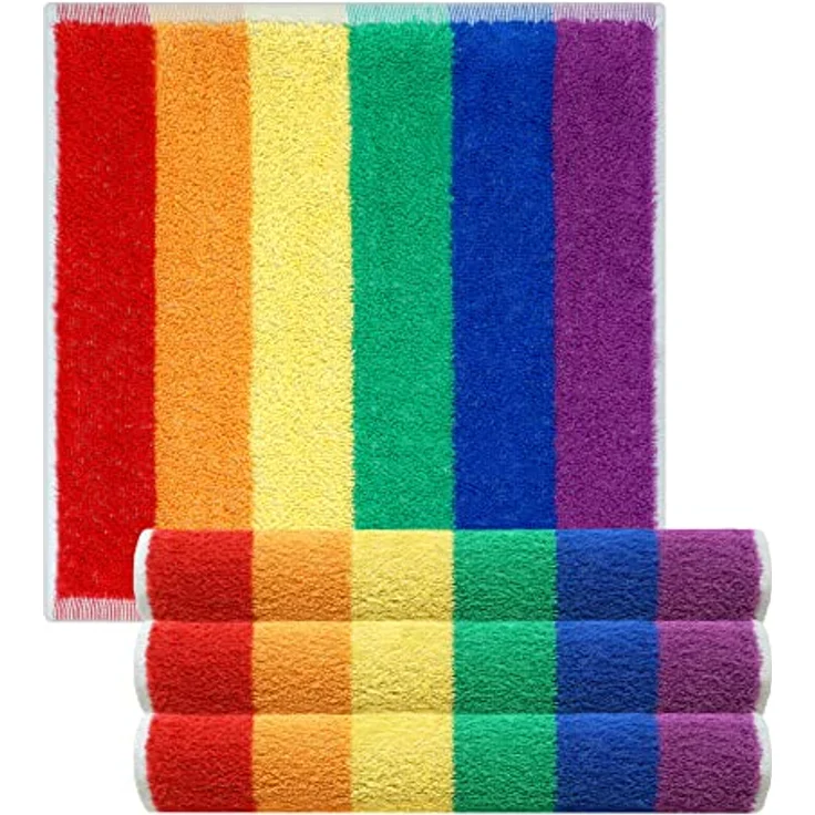 Lashuma Seiftuch Regenbogen, (Set, 4-St), gestreifte Waschlappen 30x30 cm bunt – Bild 9