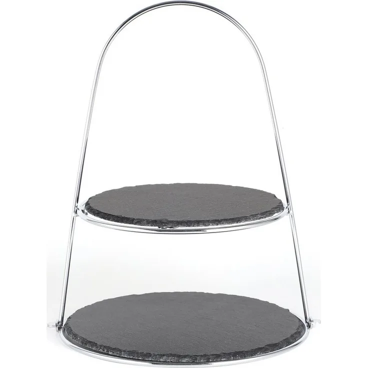 ECHTWERK Etagere Schiefer Etagere, Schiefer, mit 2 Ebenen Naturschiefer und Bügelgriff, Schieferplatten 25/ 30cm