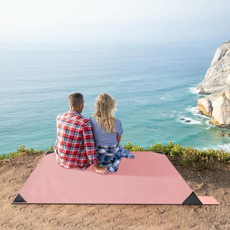 Picknickdecke Stranddecke Sandabweisend Ultraleicht 110 X 160 CM Rosa – Bild 6