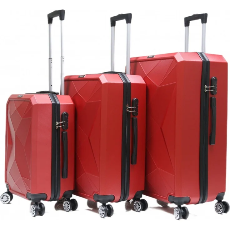 Rungassi Hartschalenkoffer Trolley Reisekoffer Koffer Set CF-ABS03 rot