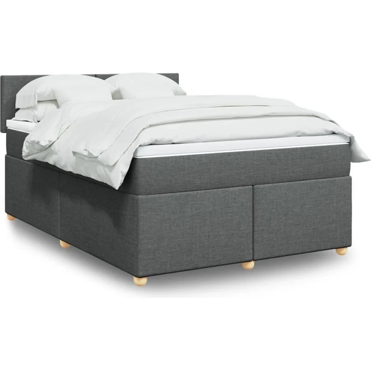 vidaXL Boxspringbett mit Matratze Dunkelgrau 140x200 cm Stoff 3288997 – Bild 1