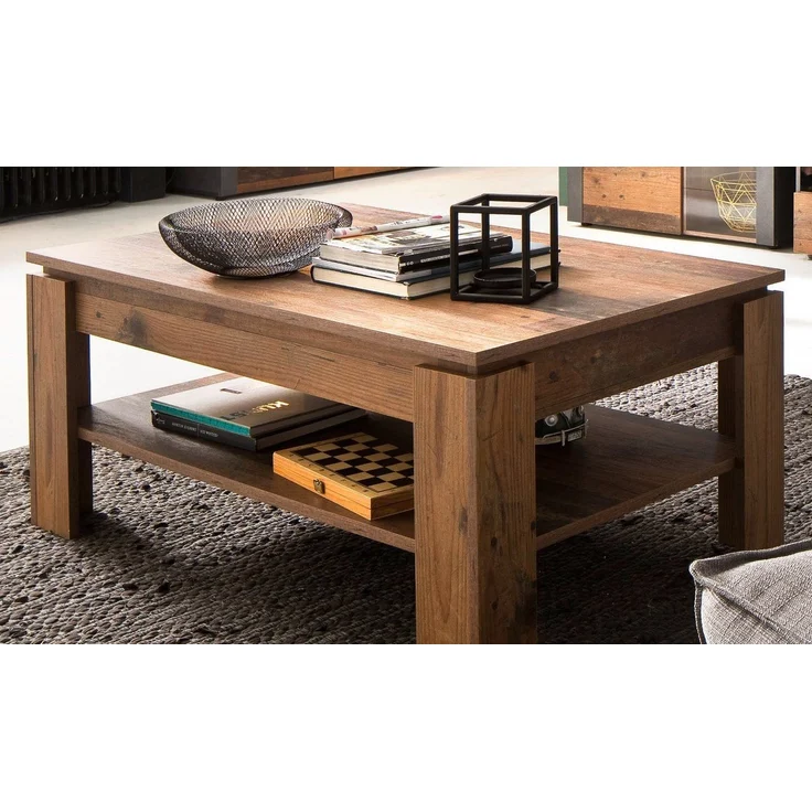 trendteam Couchtisch Indy (Wohnzimmertisch in Used Wood / Altholz Dekor, 110 x 65 cm), mit Ablage – Bild 2