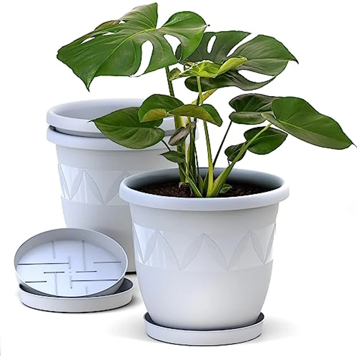 Plastard Pflanzkübel 3er, 5er, 10er Sets, Blumentopf mit passenden Untersetzer 15 - 40 cm (3 St, Blumenkübel ist Witterungs-, frost- und UV-beständig) – Bild 2