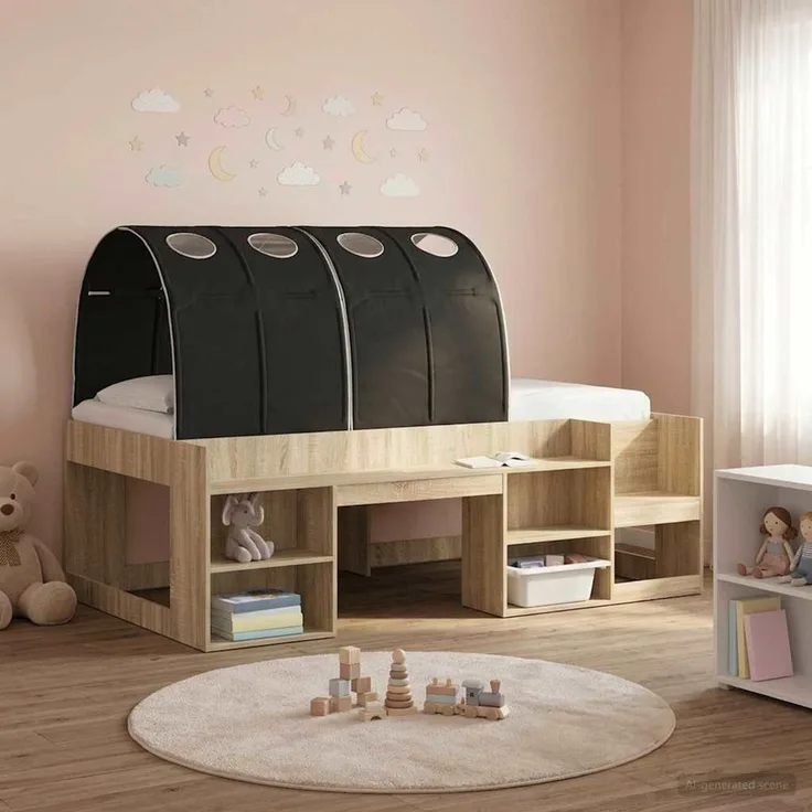 vidaXL Bettunnel 2 stk. Schwarz Polyester 893713