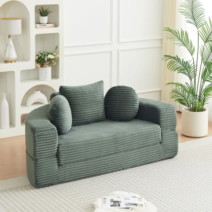ZUBALIYA SchlafSofa mit USB - Anschluss, mit Schreibtisch, mit Cordbezug, mit Schaumstoffpolsterung, für Wohnzimmer und Apartments – Bild 20