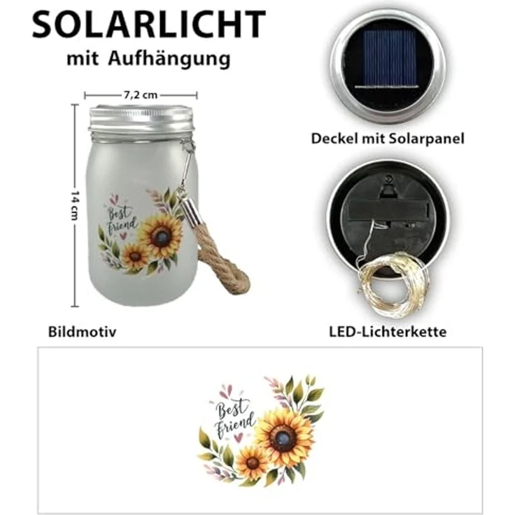 speecheese Dekolicht Beste Freundin Sonnenblume Solarlicht mit Spruch Best friend – Bild 2