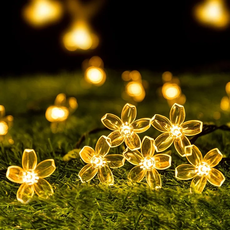 ABC Solar-Lichterkette mit Kirschblütenmotiv, 6,5 m, 30 LED