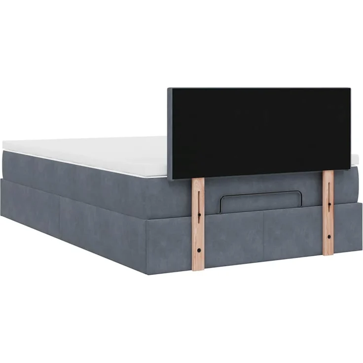 vidaXL Ottomane Bett mit Matratze & LEDs Dunkelgrau 120x190 cm Samt 3312537 – Bild 9
