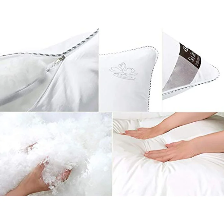 SEI Design Kopfkissen Kissen SWAN DE LUXE 80x80 Alternative zu Daunen, Füllung: 100% Polyester Mikrofaser, Bezug: 100% Baumwolle, Seitenschläfer, Rückenschläfer, Bauchschläfer, Schlafkissen, Mikrofaserfüllung Baumwollbezug 2x Reißverschluss – Bild 7