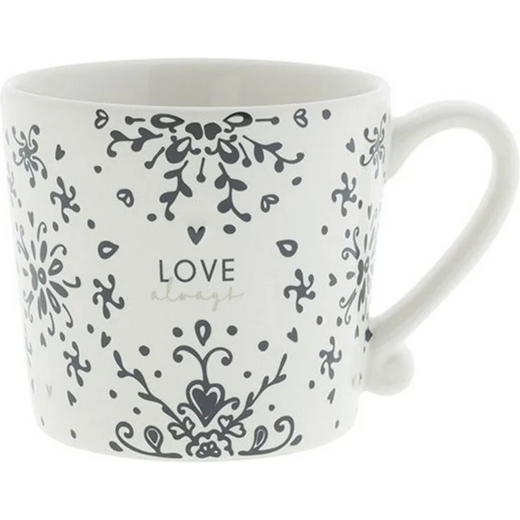 Bastion Collections Tasse Schwarzes Herz, Keramik, Spülmaschinengeeignet, Weiß, Motiv: Ranken, Höhe: 7.5cm – Bild 1