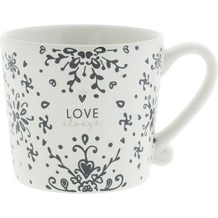 Bastion Collections Tasse Schwarzes Herz, Keramik, Spülmaschinengeeignet, Weiß, Motiv: Ranken, Höhe: 7.5cm