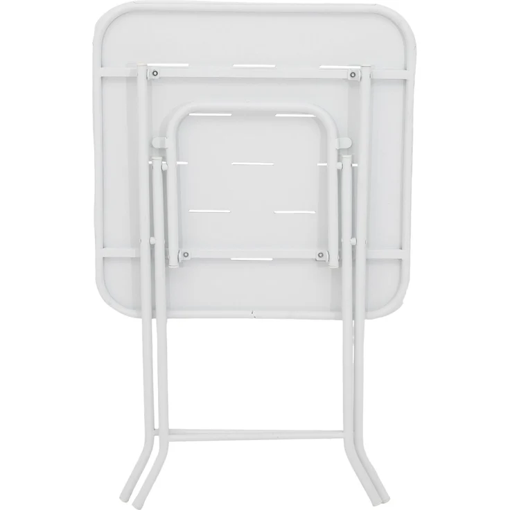 Bistro-Set aus Stahl, klappbar, 3-teilig, Tisch 60x60x73 cm, Weiß – Bild 4