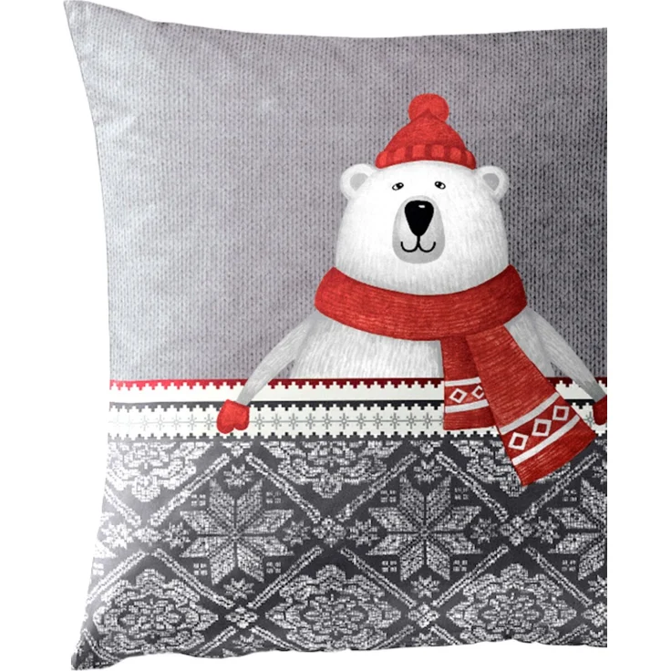 Bettwäsche Bierbaum Biber 3667-10 Eisbär Schneemann Grau Rot 135x200 – Bild 5