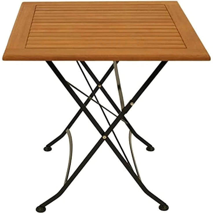 DEGAMO Gartentisch HOFGARTEN (1-St), 75x75cm quadratisch, Stahl schwarz + Eukalyptus, klappbar – Bild 4