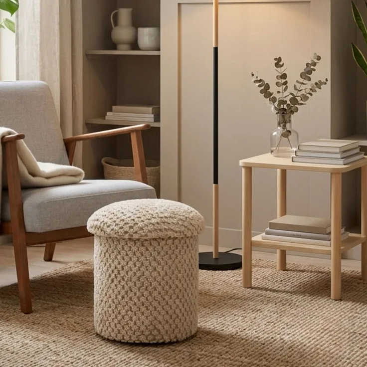 Skye Decor 'Alpaka - Beige' Pouf, Beige, 33 x 43 x 33 cm