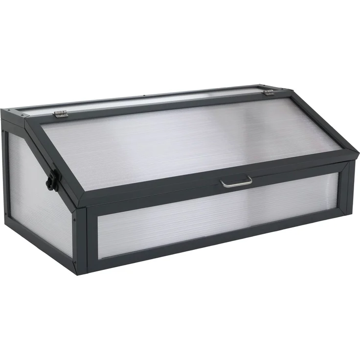 Frühbeetaufsatz HWC-R37, Gewächshaus Pflanzbeetaufsatz Beetabdeckung Stahl Polycarbonat 36 x 100 x 50 cm ~ anthrazit – Bild 9