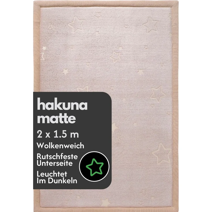 Hakuna Matte Wolkenweiche Spielmatte Baby 170 x 120 x2,5cm Tatami Matte | Coral Teppich mit leuchtenden Sternen, rutschfester Unterseite, OEKO-TEX Standard 100 zertifiziert für ein sicheres Krabbeln.