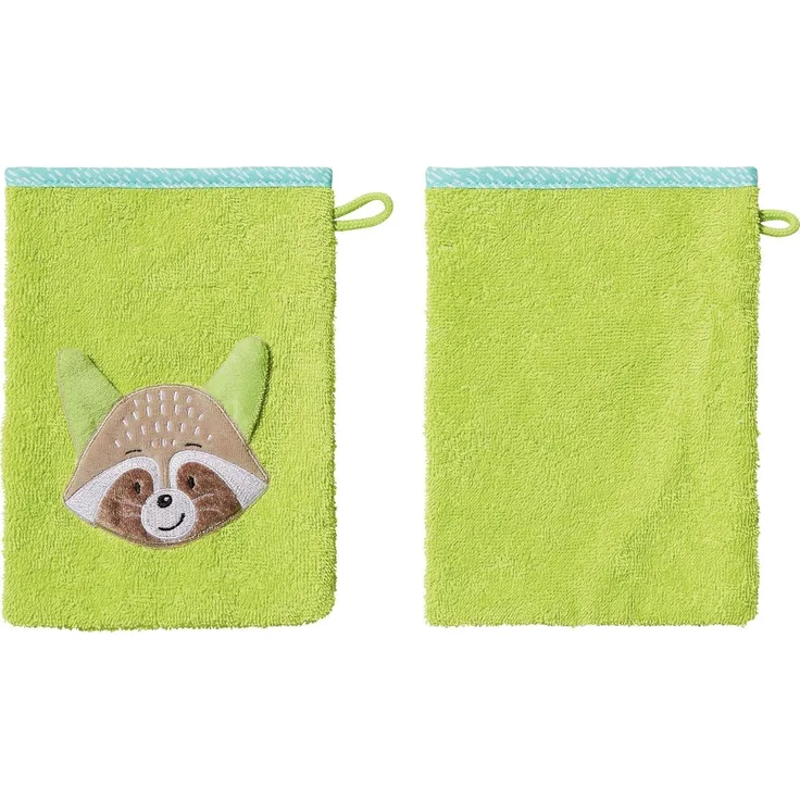 Erwin Müller Waschhandschuh Kinder-Waschhandschuh "Waschbär" 2er-Pack, (2-St), Walk-Frottier Uni