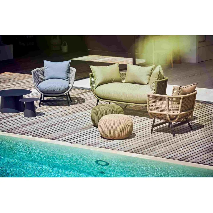 Gartensofa Suka aus Aluminium, modern und gepolstert, Taupe, pflegeleicht für Outdoor