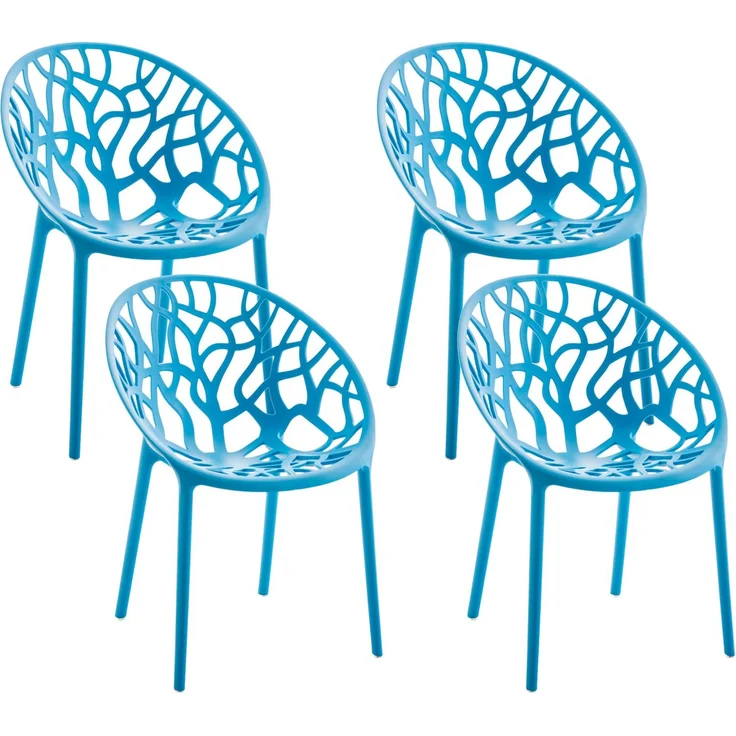 CLP 4er Set 'Hope' Gartenstuhl mit Armlehnen, stapelbar & wetterfest, recyceltem Polypropylen, Blau, 4 – Bild 1