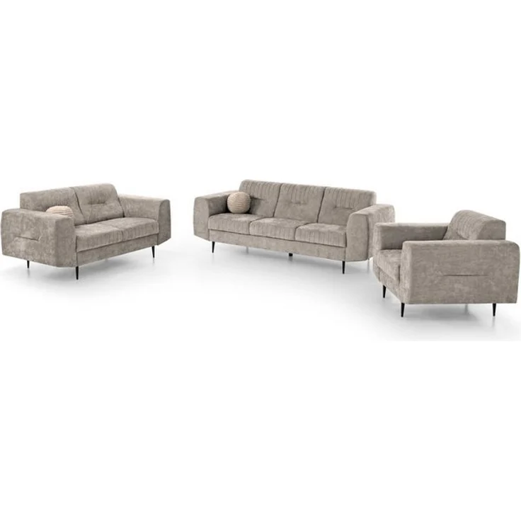 Beautysofa Polstergarnitur im modernen Stil auf hohen Metallbeinen VENEZIA, (Sessel + 2-Sitzer Sofa + 3-Sitzer Sofa im modernes Design), mit Metallbeine, Couchgarnituren aus Velours – Bild 4