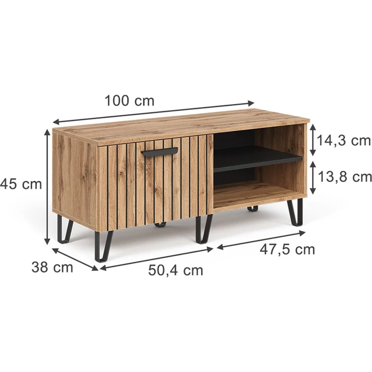 Schuhbank Amber Eiche Wotan 100 x 45 cm Vicco – Bild 2