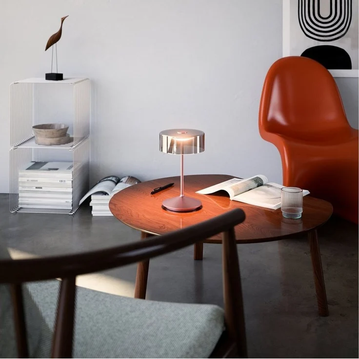 SIGOR LED Tischleuchte Akku-Glasleuchte NUMOTION rosegold, Dimmbar, LED fest integriert, Warmweiß – Bild 2