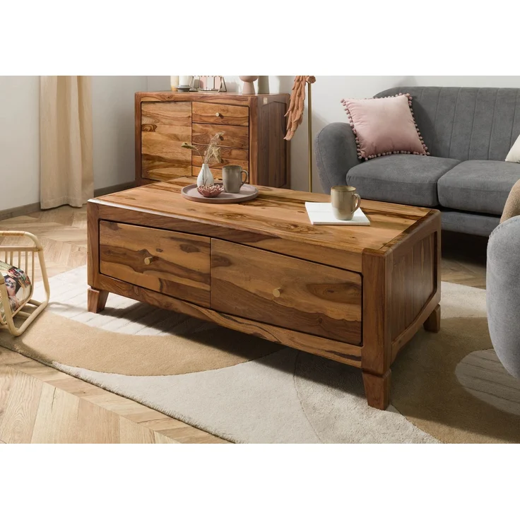 Couchtisch Sheesham 115x60x45 braun lackiert ANCONA #102 – Bild 3