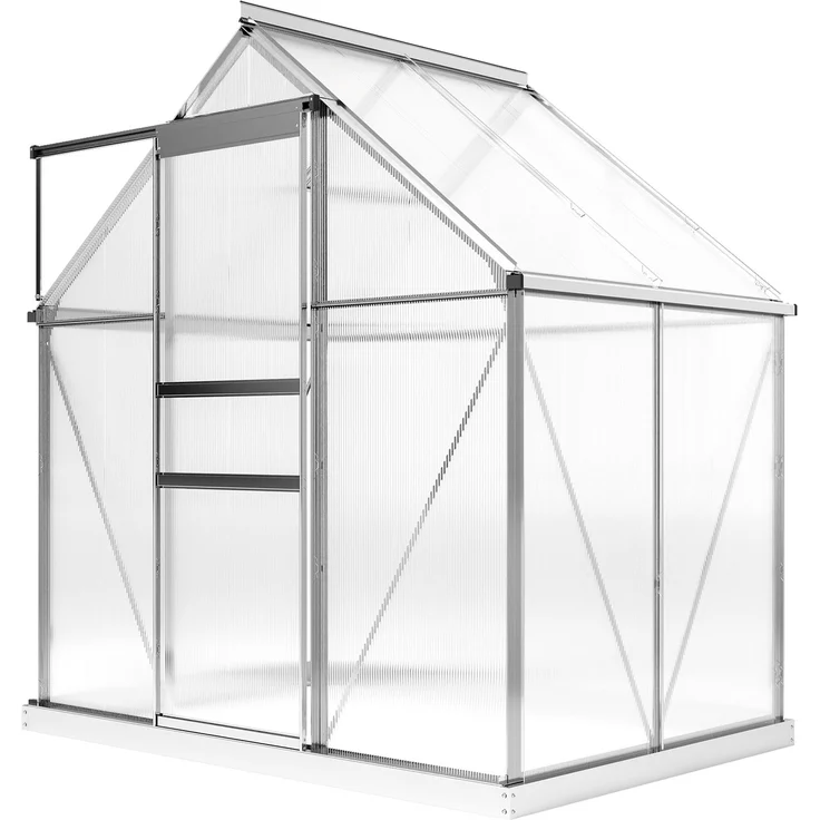 MELAYR, Gewächshaus aus Aluminium und Polycarbonat mit Fundament, 131 x 70 x 10,5 cm, Transparent – Bild 2