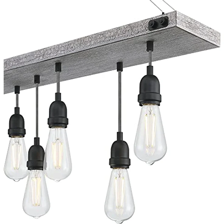 Westinghouse Elway 6116440, Siebenflammige Deckenleuchte im Vintage-Stil, Esche Antik und matt gebürstetes GUN Metall, 60 Watt E27-Sockel – Bild 2