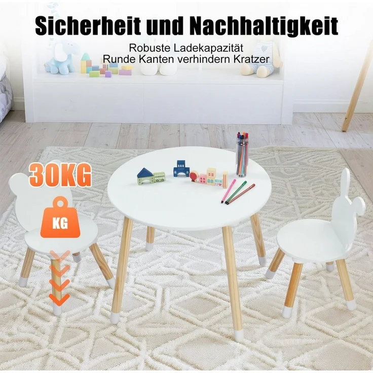 LEADZM Kindertisch Kindertisch mit 2 Stühlen, Kindersitzgruppe – Bild 3