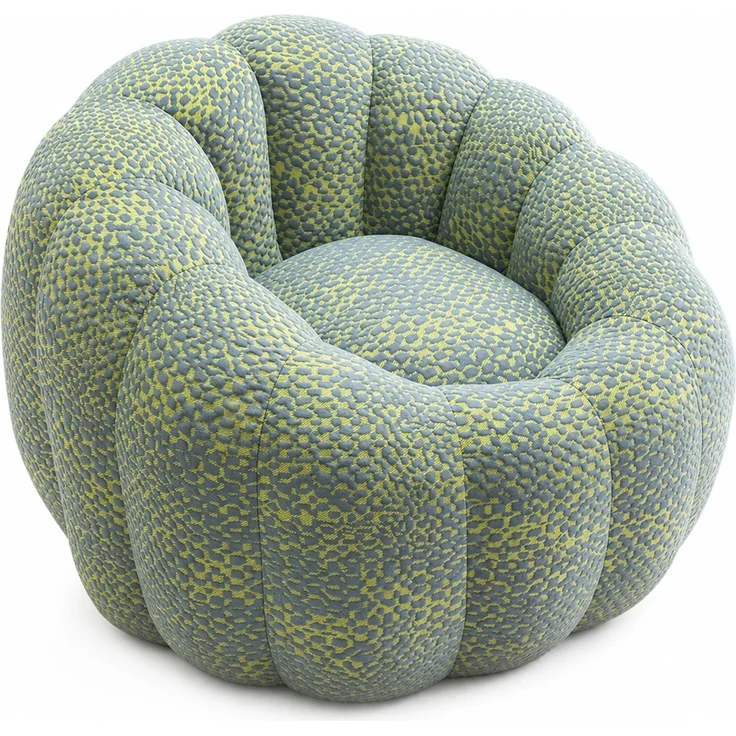 Sessel, 1 Stück, ergonomischer Sitzsack aus Polyester-Mix in Gelb/Grau,74x112x105 cm – Bild 3