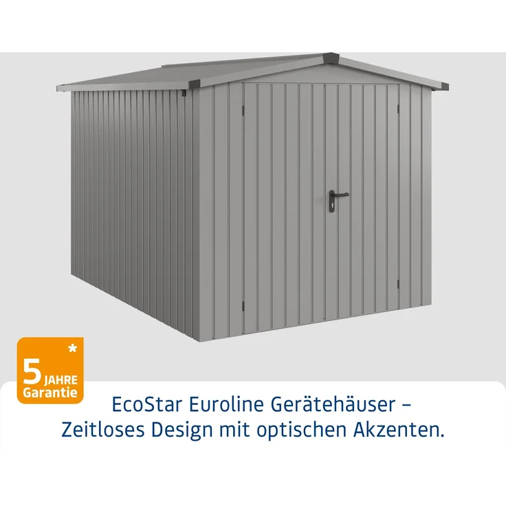 Hörmann Ecostar Metall-Gerätehaus "Euroline Trend" mit Satteldach ESD 6, graualuminium, 214 x 262 cm,2-flüglige Tür – Bild 2