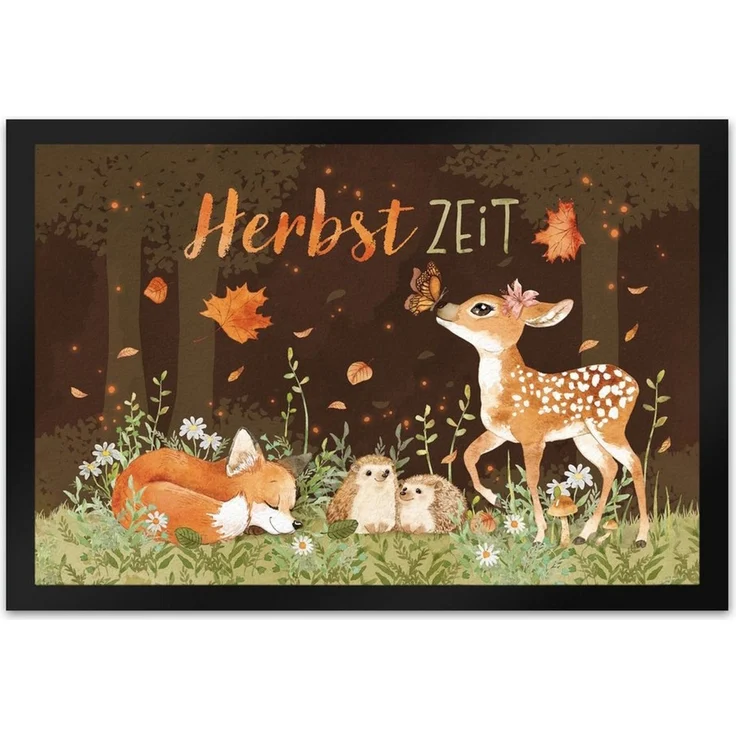 speecheese Fußmatte Tier des Waldes Fußmatte XL in 40x60 cm mit Spruch Herbstzeit – Bild 1
