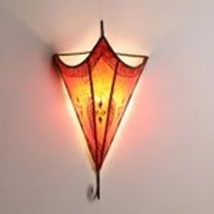 Marokkanische Leder Wandlampe Mouna Rot – Bild 19