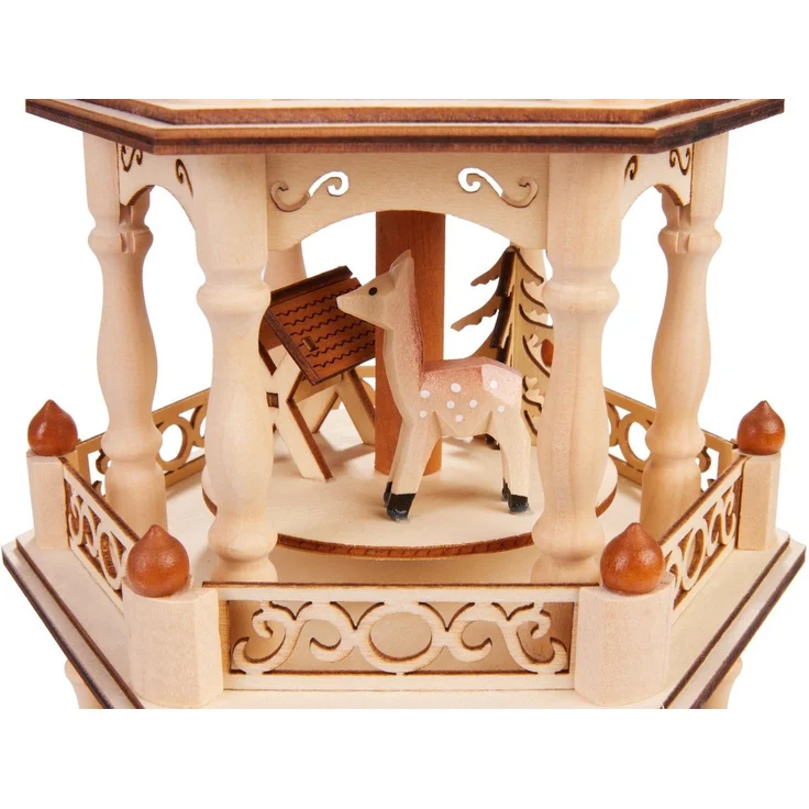 BRUBAKER Weihnachtspyramide 3-stöckige drehbare Holzpyramide - 44 cm - Tischpyramide - Pyramide, Weihnachtsdekoration - handbemalte Weihnachtsdeko – Bild 2